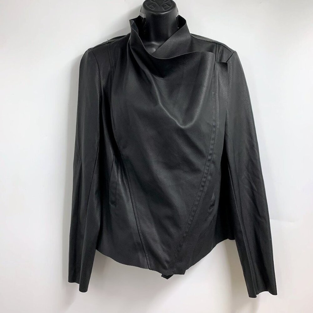 JustFab Women's Faux Leather Long Sleeve Draped Jacket Size M NWT
